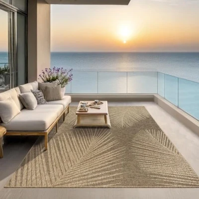 Immagine di the carpet Kansas Tappeto robusto per interni ed esterni in iuta naturale, resistente alle intemperie, adatto terrazza e giardino, ca. 60 x 90 cm