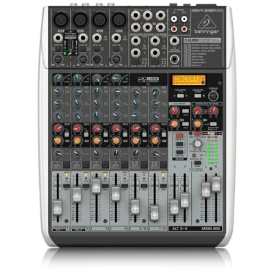 Immagine di Behringer XENYX QX1204USB Mixer Premium a 12 ingressi 2/2 bus con preamplificatori microfonici e compressori XENYX, processore Klark Teknik Multi FX, opzione wireless interfaccia USB/audio