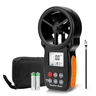 Immagine di LYCEBELL Anemometro Digitale, LC 100 WM Barometro Portatile con Velocità/Temperatura del Vento/Altitudine/Umidità/Wind Chill, LCD Retroilluminato per Vela Drone HVAC CFM