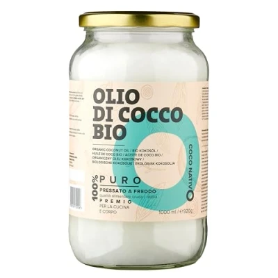 Immagine di Olio di Cocco Biologico Extra Vergine CocoNativo 1000ml Crudo e Spremuto a Freddo, Organico Puro, Non Processato, (Bio Nativo), Ideale per Capelli, il Corpo ad Uso Alimentare, Raffinato