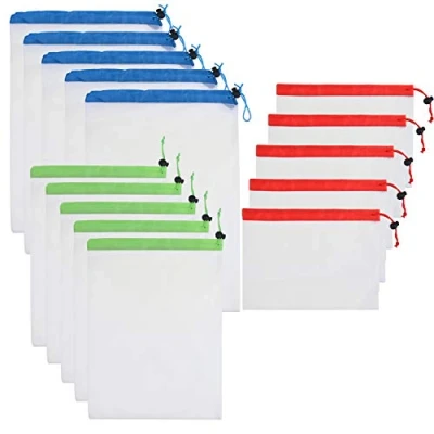 Immagine di Kare &amp; Kind Borse per la Spesa Riutilizzabili 15pz in Rete Lavabili Multi Dimensione Zero Spreco Eco Friendly Borsa Verdura Frutta Casalinghi Giocattoli Piccoli Oggetti
