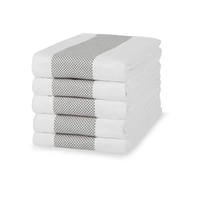 Immagine di Sticky Toffee Asciugamani Doppio Strato 100% Cotone Set di 5 Strisce Marrone Cappuccino 50 x 70 cm Bicchiere da Bar Ristorante Assorbente