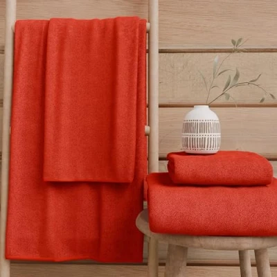 Immagine di PETTI Artigiani Italiani Asciugamani Bagno in 100% Spugna di Cotone, Set 1+1, 2 Pezzi 1 Asciugamano Viso e Mani, Rosso