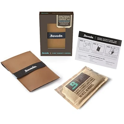 Immagine di Boveda Music Directional Humidity Starter Kit Borsa in pelle Per Strumenti musicali legno 49% un suono ottimale Previene crepe e deformazioni delle chitarre