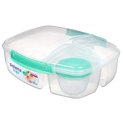 Immagine di Sistema To Go Triple Lunch Box con vasetto di yogurt, 2L Colori assortiti, 1 pezzo