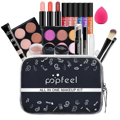 Immagine di Set di Trucchi, FantasyDay Kit Bellezza Cosmetici per Occhi, Viso e Labbra All in One Makeup con Correttore, Rossetti, Lucidalabbra, Palette Ombretti, Mascara, Trousse, Fard