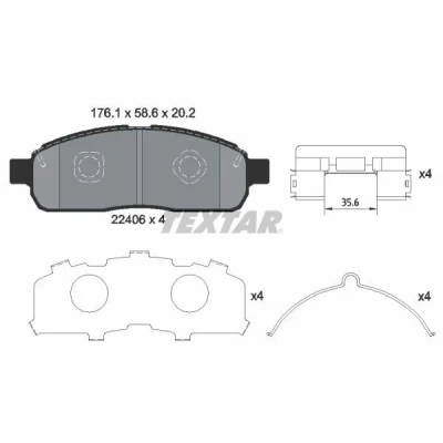 Immagine di TEXTAR 2240601 Kit pastiglie freno Non predisposto per contatto segnalazione usura con accessori FORD USA: F 150 Mk11, Mk11 Standard Cab Pick up