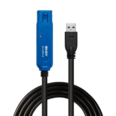 Immagine di LINDY Cavo Prolunga USB 3.0 Active Extension Pro 8 Metri, Connettore Tipo a Maschio Femmina, Velocità di Trasferimento Dati Super Speed fino 5 Gbps per Webcam, Stampanti, Lettori Schede