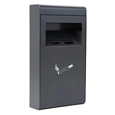 Immagine di Posacenere da muro finitura grigio antracite Dimensioni 20x36x7 cm esterno a dotato di contenitore interno Chiusura sicurezza con chiave Tasselli inclusi nel kit