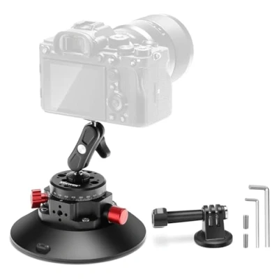 Immagine di Neewer Supporto Fotocamera a Ventosa da 6&quot;+Magic Arm con Testa Sfera, 2pz Fori per ARRI 1/4&quot;, Auto Porta Telefono e Adattatore Camera Compatibile iPhone GoPro DJI Insta360, CA013