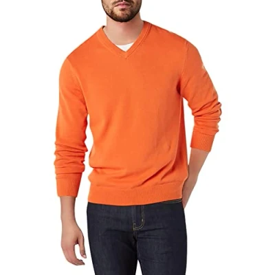 Immagine di Amazon Essentials Maglione con Scollo a V (Disponibile in Taglie Extra Forti) Uomo, Arancione, XS