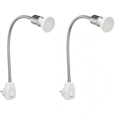Immagine di ledscom.de 2 pz. attacco LESCH lampada da lettura a collo d&#039;oca, interruttore, cromo incl. LED GU10 6,74W 630lm 100 bianco