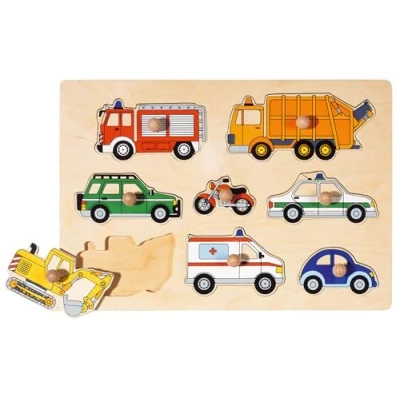 Immagine di Goki Mezzi di Transporto Puzzle in Legno, 8 Pezzi, Colore Multicolore, 57996