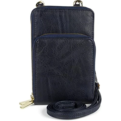 Immagine di styleBREAKER Borsa a tracolla Ladies Mini Bag con protezione RFID, tasca per cellulare, 2 scomparti zip 02012376, colore:Blu scuro