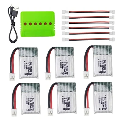 Immagine di ZYGY 6x 3.7V 220mah LiPo batteria con 6in1 caricatore dell&#039;equilibrio per E010 E010C E011 E011C E013 GoolRC T36 NINHUI NH010 F36 H36 HS210 SANROCK GD65A ATOYX AT 66 Quadricottero telecomandato