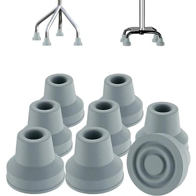 Immagine di supregear 8 Pezzi Quad Bastone Punta, Antiscivolo in Gomma Punta Estrema Presa Sostituzione Piede per 1/2 Pollici Diametro Standard Camminare e Piedi Accessori