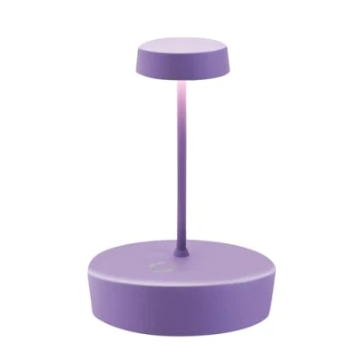 Immagine di Zafferano Lampada Swap Mini, da Tavolo Ricaricabile e Senza Fili con Controllo Touch, Adatta per Salotto ed Esterni, Dimmer, 2700 K, Altezza 14,8 cm, Colore Lilla