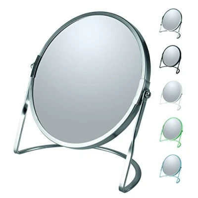 Immagine di Spirella Collezione Akira, Specchio da Pavimento per toeletta O Bagno 18,4 X 10,5 (Reversibile: 100% E X5 aumenti), Acciaio, Cromato Opaco