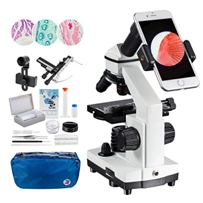 Immagine di 2000x Microscopio Composto con Righello Movibile LED da Laboratorio Vetrini Preparati &amp; Vergini ed Accessori,Microscopio Adattatore per obiettivo