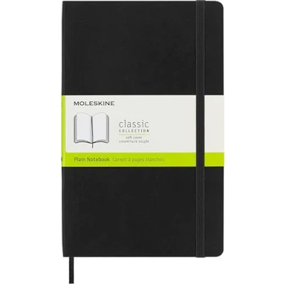 Immagine di Moleskine Classic Notebook, Taccuino con Pagine Bianche, Copertina Morbida e Chiusura ad Elastico, Formato Large 13 x 21 cm, Colore Nero, 192