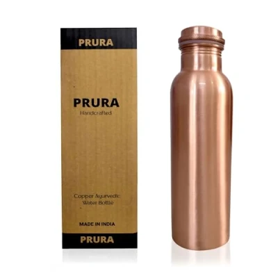 Immagine di PRURA Bottiglia per acqua in rame, a prova di perdite, puro rame ayurvedico 900ml/30oz Design 8