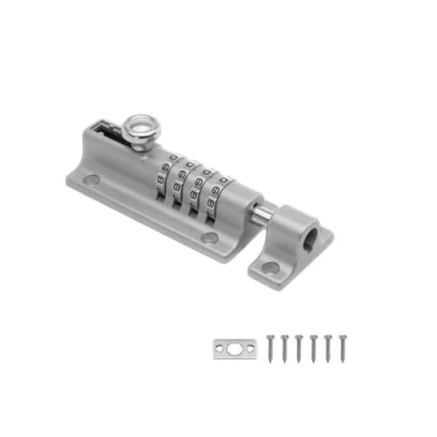 Immagine di Lucchetto combinato per porta (COMBI4), combinazione a 4 ruote, alloggiamento in ghisa resistente alle intemperie, chiavistello scorrevole prova di manomissione, serratura ad alta sicurezza