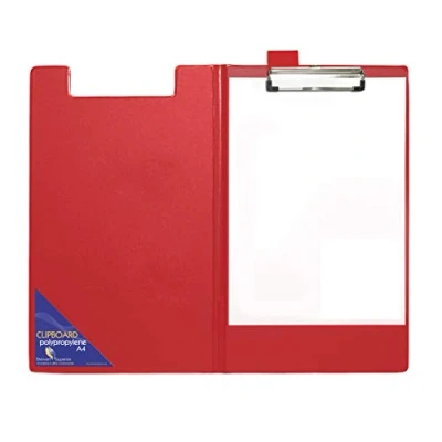 Immagine di Seco A4+ Portablocco rivestito in PVC, con clip resistente 1 Confezione Rosso Pieghevole
