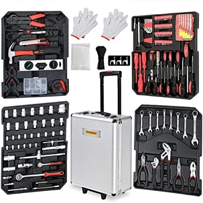 Immagine di Monzana Cassetta degli Attrezzi a Trolley XXL Set di 899 pz Utensili Accessori Alta Qualità Valigia in Alluminio