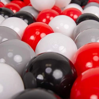 Immagine di KiddyMoon 700 Palline/7Cm Palline Morbide Colorate Per Piscina Bambini Fatto In EU, Grigio/Bianco/Rosso/Nero