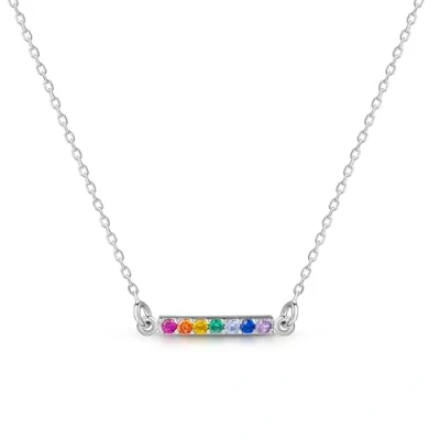 Immagine di Amberta Lumini Collana in Argento Sterling 925 per Donna con Zirconi Colorati: Barra Orizzontale Colorati