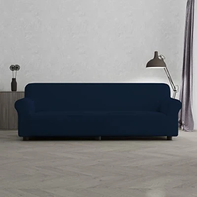 Immagine di Italian Bed Linen COPRIDIVANO BIELASTICO PIU BELLO Blu Scuro 4 Posti