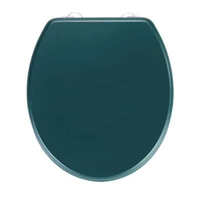 Immagine di Wenko Copritoilette Prima Verde Scuro Opaco, Retrò, Copri Water con Ammortizzatore da Parete Ed Elementi di Fissaggio in Acciaio Inox, Adatto a Sciacquone, Mdf, 37 X 41 Cm