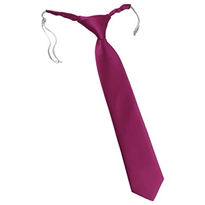 Immagine di TigerTie Cravatta con chiusura di sicurezza in tinta unita, elastico, Magenta, Taglia unica