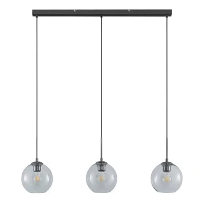Immagine di lampada a sospensione &#039;Firano&#039; dimmerabile (Moderno) colore Grigio, in Metallo ad es. Soggiorno &amp; Sala da pranzo (3 luci, E27) di Lindby vetro,