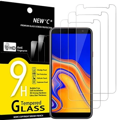 Immagine di NEW&#039;C 3 Pezzi, Vetro Temperato per Samsung Galaxy J4 Plus, J4+ (SM J415F), Pellicola Prottetiva Anti Graffio, Impronte, Durezza 9H, 0,33mm Ultra Trasparente, Resistente