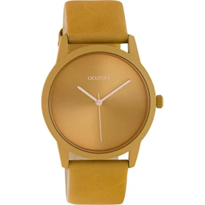 Immagine di Oozoo Orologio da donna con cinturino in pelle Color Line motivo floreale sul quadrante 45 mm, C10655 Giallo/Giallo, cinghia