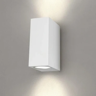 Immagine di Ledvion Helene, Lampada da parete a LED per esterni Cubo Bianco, Bifacciale due GU10 Up&amp;Down, esterni, parete, IP54