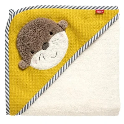 Immagine di Fehn Asciugamano con cappuccio lonter poncho da bagno in spugna e simpatico motivo lontra assorbente morbido per neonati bambini a partire 0 mesi