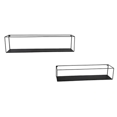 Immagine di Set di 2 mensole da parete &quot;Tinka&quot; in metallo, colore nero, 60 cm e 65 larghezza