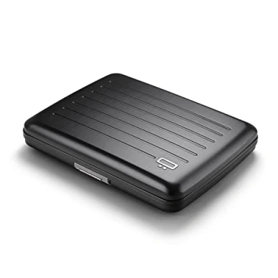 Immagine di ÖGON DESIGNS V2 Smart Case Large Portafoglio in alluminio Porta carte anti RFID Capacità 10 Carte, Ricevute e Biglietti, Nero,