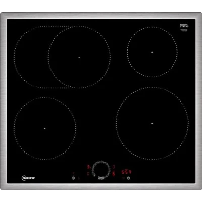 Immagine di NEFF T56SHF1L0 piano cottura a induzione N70, autosufficiente in vetroceramica, larghezza 60 cm, Twist Touch, Home Connect, Smart Hood Automatic, livello di potenza, alzato, colore: