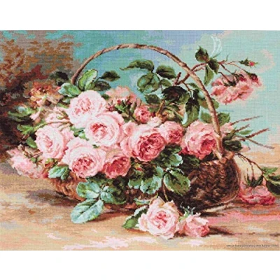 Immagine di Luca S B547 Schema punto croce su tela cesto con rose in cotone, multicolore, 42,5 x 34 cm