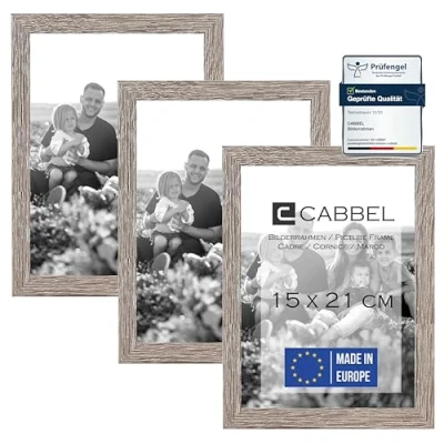 Immagine di CABBEL set di 3 cornici DIN A5 15x21 cm in legno MDF con vetro acrilico infrangibile Rovere scuro