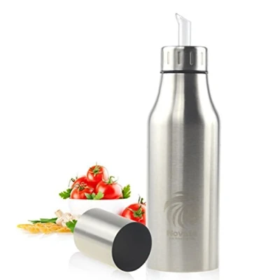 Immagine di Novata Acciaio inossidabile Olio e Aceto ampolla cucina salsa liquido Condimento bottiglia distributore prova della polvere ea di perdite con beccuccio oliera (750ML)