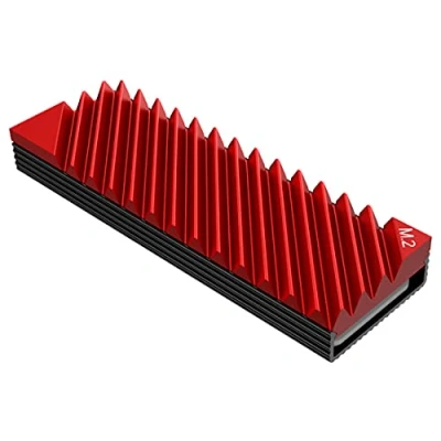 Immagine di One enjoy M.2 2280 SSD dissipatore di calore in alluminio con cuscinetto termico silicone per PC/PS5 (rosso)