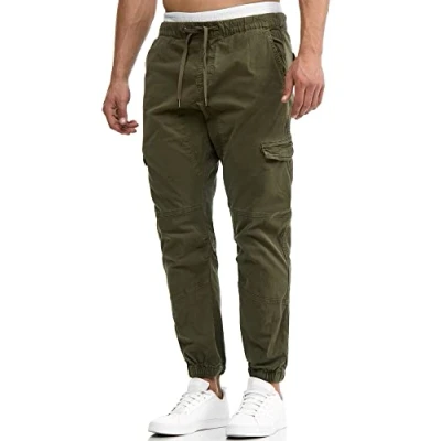 Immagine di Indicode Uomini Levy Cargo Pants Pantaloni in Cotone con 6 Tasche Army M