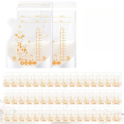 Immagine di Oderra Sacchetti per Latte Materno Freezer 250ml, 50PCS Buste Conservazione con Doppia Tenuta Stampa, Pre Sterilizzati e Beccuccio Integrato Contenitori Sicuri Congelare