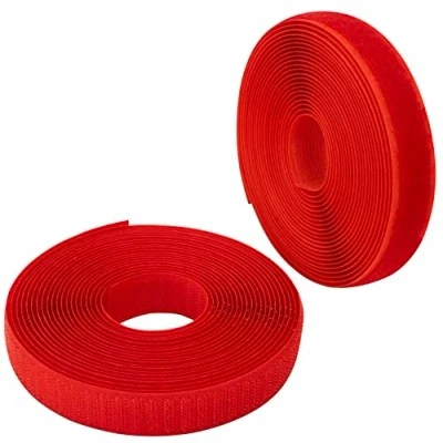 Immagine di Aerzetix C65912 Nastro/rotolo di scratch 20mm 5 metri auto aggrappante organizer/fermacavo striscia aggancio sacchetto indumento cinghia colore: rosso in poliammide e poliestere