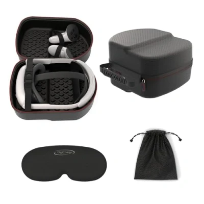 Immagine di Digicharge Custodia Rigida Compatibile con Meta Quest 3S / 3 Oculus 2 Cuffie VR Cinturino Elite/Cinturino Elite batteria, Controller Touch E Accessori, Borsa Diamante Nero