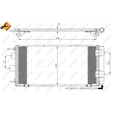 Immagine di NRF EASY FIT 35436 Condensatore con essiccatore, anello tenuta 15,5 10,2 Alluminio 590 TOYOTA: Corolla VIII Compact